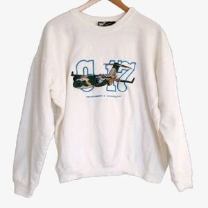 ✈️ TOP Line Vtg 90s Crewneck Sweatshirt Graphic C-17 Mcdonnell Douglas Airplane